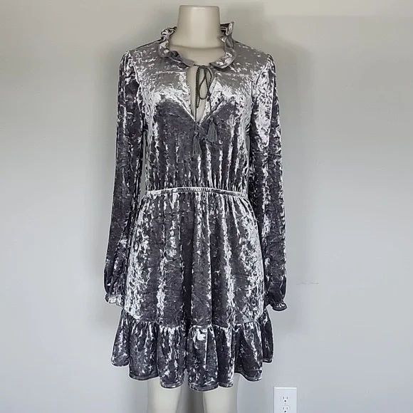Romeo & Juliet Couture | Dresses | Romeo Juliet Couture Silver Crushed  Velvet Dressm | Poshmark